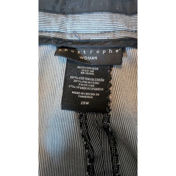 APOSTROPHE Women's BlackWhite Striped Cropped Flat Front Pants - SIZE 20W - Picture 7 of 9